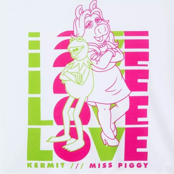 Disney Women's White and Pink Kermit & Miss Piggy Top size M EUC - Picture 3 of 9